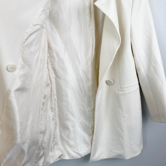 ZARA Ivory Cream Double-Breasted Button Down Round Neck Frock Coat - Picture 5 of 7